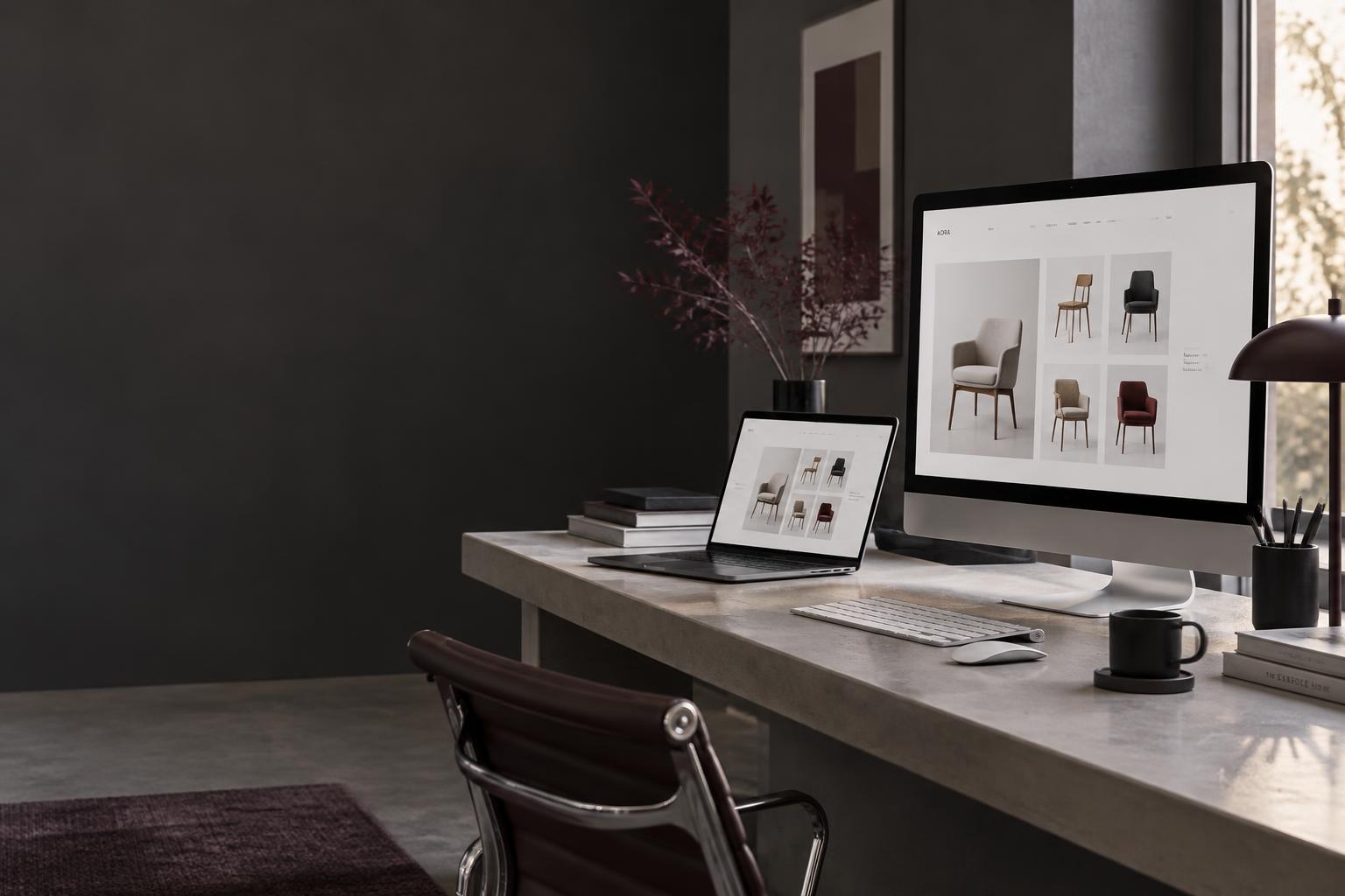 Visualización conceptual de una tienda online en un espacio de trabajo